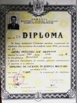 Academia de Inalte Studii Militare, diploma Vasilescu